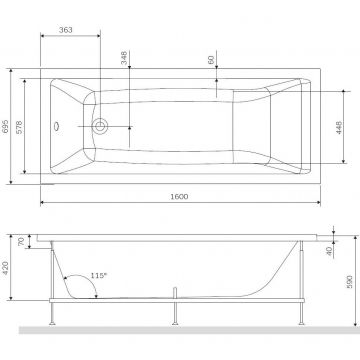 Каркас для ванны Am.Pm (Ам.Пм) Gemы 160х70 см W93A-160-070W-R серый