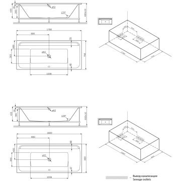 Каркас для ванны Am.Pm (Ам.Пм) Inspire V2.0, 170х75см , комплект W52A-170-075W-R серый