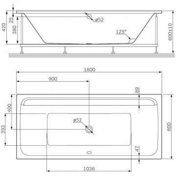 Ванна акриловая Am.Pm (Ам.Пм) Inspire V2.0, 180х80см A0, W52A-180-080W-A белый