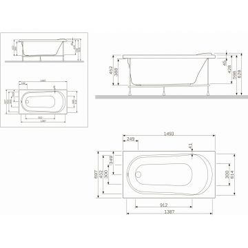 Панель фронтальная для ванны Am.Pm (Ам.Пм) Joy (универсальная) для ванны, 150 см, W85A-150-070W-P белый