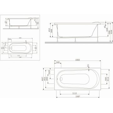 Панель фронтальная для ванны Am.Pm (Ам.Пм) Joy (универсальная) для ванны, 170 см, W85A-170-070W-P белый