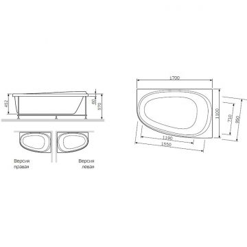 Панель фронтальная для ванны Am.Pm (Ам.Пм) Like 170х110 см, универсальная W80A-170U110W-P белый