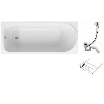 Ванна акриловая Am.Pm (Ам.Пм) Sense 150x70см, каркас, слив-перелив, комплект W75A-150-070W-KL белый