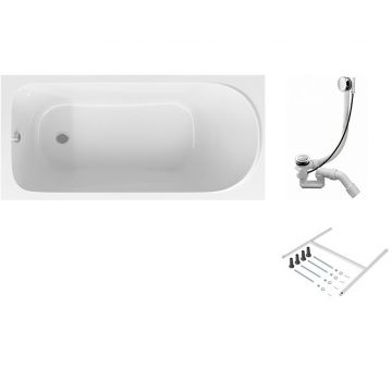 Ванна акриловая Am.Pm (Ам.Пм) Sense 170x70см, каркас, слив-перелив, комплект W75A-170-070W-KL белый