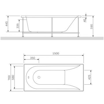 Ванна акриловая Am.Pm (Ам.Пм) Spirit 150x70см, без слива/перелива W72A-150-070W-A2 белый