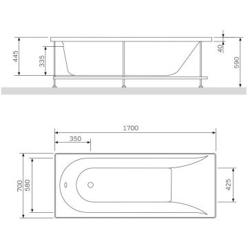 Ванна акриловая Am.Pm (Ам.Пм) Spirit 170x70см, без слива/перелива W72A-170-070W-A2 белый