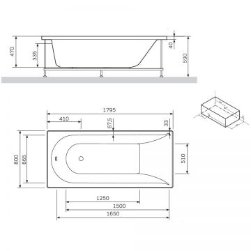Панель фронтальная для ванны Am.Pm (Ам.Пм) Spirit 180х80см W72A-180-080W-P2 белый
