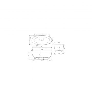Ванна из искусственного камня Abber (Аббер) Stein AS9624-1.5 белая матовая