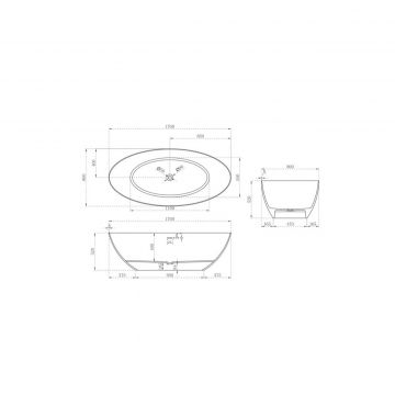 Ванна из искусственного камня Abber (Аббер) Stein AS9625-1.7 белая матовая