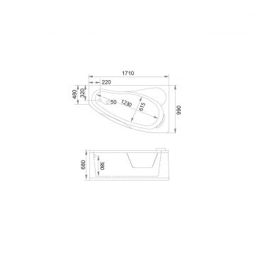 Акриловая ванна Gemy (Геми) G9046 II B R белая