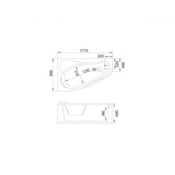 Акриловая ванна Gemy (Геми) G9046 II K L белая