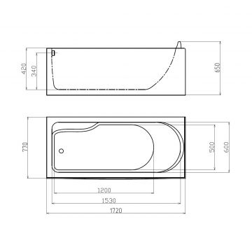 Акриловая ванна Gemy (Геми) G9006-1.7 B L белая