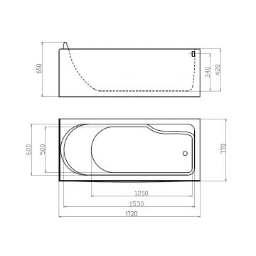 Акриловая ванна Gemy (Геми) G9006-1.7 B R белая