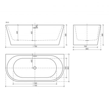 Ванна акриловая Sancos (Санкос) а First отдельностоящая 1700х800х580 мм FB10 белый
