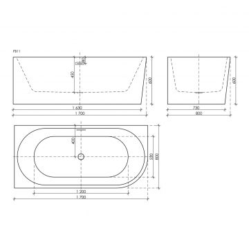 Ванна акриловая Sancos (Санкос) а Veneto L отдельностоящая 1700х800х600 мм FB11 белый