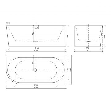Ванна акриловая Sancos (Санкос) а Veneto R отдельностоящая 1700х800х600 мм FB12 белый