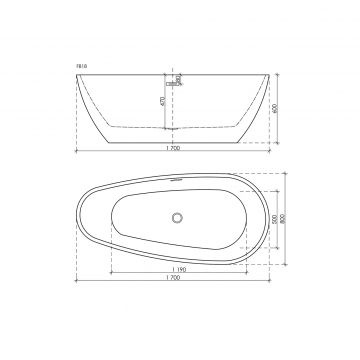 Ванна акриловая Sancos (Санкос) а Avocado отдельностоящая 1700х800х600 мм FB18 белый