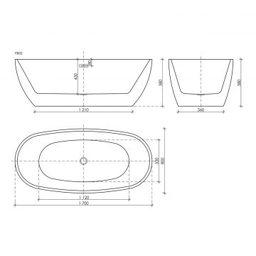Ванна акриловая Sancos (Санкос) а Flo отдельностоящая 1700х800х580 мм FB02 белый