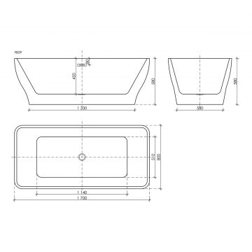 Ванна акриловая Sancos (Санкос) а Neo отдельностоящая 1700х800х580 мм FB09 белый