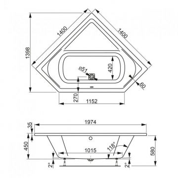 Акриловая ванна Vagnerplast Cavallo Corner 140x140 см белый