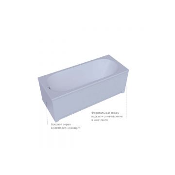 Ванна акриловая Aquatek (Акватек) Оберон 170 с фронтальным экраном, без гидромассажа, сварной каркас, (слив слева) OBR170-0000026 Белый