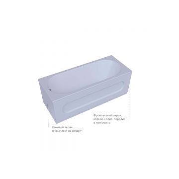 Ванна акриловая Aquatek (Акватек) Оберон 180 с фронтальным экраном, без гидромассажа, сварной каркас, (слив слева) OBR180-0000003 Белый