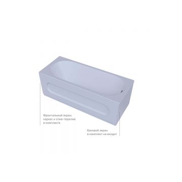 Ванна акриловая Aquatek (Акватек) Оберон 180 с фронтальным экраном, без гидромассажа, сварной каркас, (слив справа) OBR180-0000009 Белый