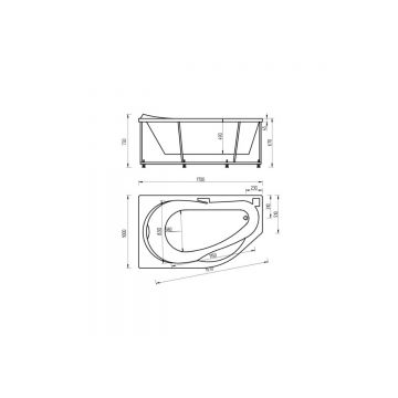 Ванна акриловая Aquatek (Акватек) Таурус с фронтальным экраном, без гидромассажа, сварной каркас, правая TAR170-0000129 Белый