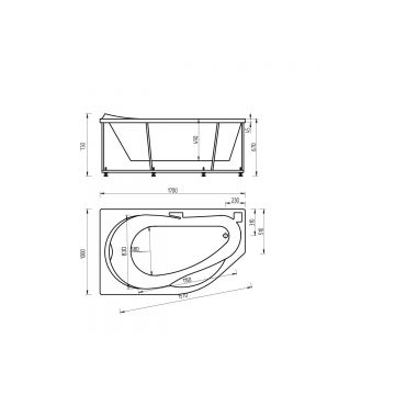Ванна акриловая Aquatek (Акватек) Таурус с фронтальным экраном, без гидромассажа, сварной каркас, левая TAR170-0000084 Белый