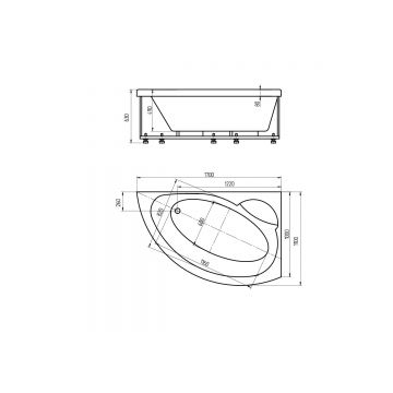 Ванна акриловая Aquatek (Акватек) Аякс 2 с фронтальным экраном, без гидромассажа, вклеенный каркас сварной каркас, правая AYK170-0000089 Белый