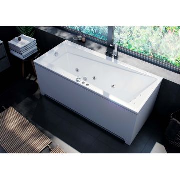 Ванна акриловая Aquatek (Акватек) Либра-150 с фронтальным экраном, без гидромассажа, сборно-разборный сварной каркас(слив слева) LIB150-0000024 Белый