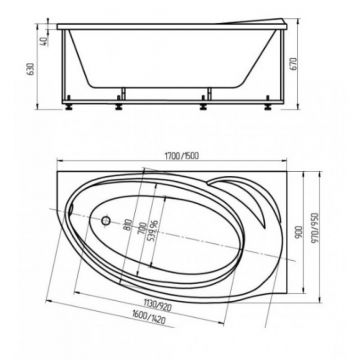Ванна акриловая Aquatek (Акватек) Бетта (Betta) 170 см левая BET170-0000378 Белый