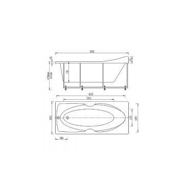 Ванна акриловая Aquatek (Акватек) Европа с фронтальным экраном, без гидромассажа, вклеенный цельносварной металлический каркас, (слив слева) EVR180-0000041 Белый