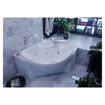 Ванна акриловая Aquatek (Акватек) Эпсилон с фронтальным экраном, без гидромассажа, вклеенный цельносварной металлический каркас EPS150-0000066 Белый