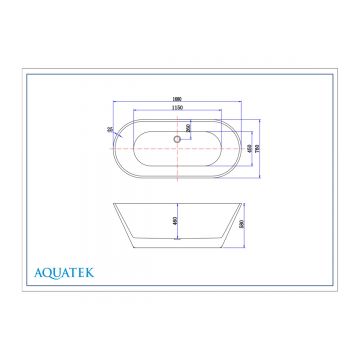 Ванна акриловая Aquatek (Акватек) Хорса, отдельностоящая, 168х76х58 см в комплекте со сливом и ножками AQ-5776 Белый