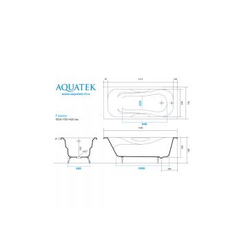 Ванна чугунная эмалированная Aquatek (Акватек) Гамма 150x75 см в комплекте с 4-мя ножками AQ8050F-00 Белый