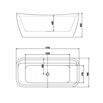 Ванна акриловая Aquatek (Акватек) Амадео, отдельностоящая, 170х78х65 см в комплекте со сливом и ножками AQ-197778 Белый