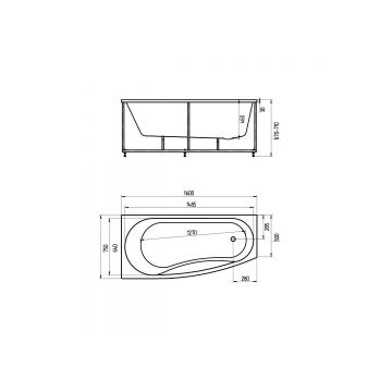 Ванна акриловая Aquatek (Акватек) Пандора с фронтальным экраном, без гидромассажа, сварной каркас, левая PAN160-0000038 Белый