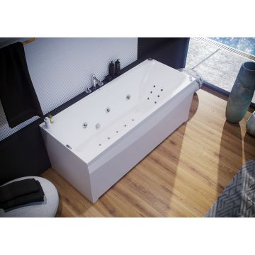 Ванна акриловая Aquatek (Акватек) Альфа 150 с фронтальным экраном, без гидромассажа, сварной каркас, (слив слева) ALF150-0000031 Белый