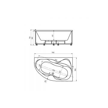 Ванна акриловая Aquatek (Акватек) Вега (Vega) 170 с фронтальным экраном, без гидромассажа, сварной каркас, левая VEG170-0000073 Белый