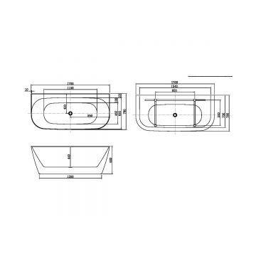 Ванна акриловая Allen Brau Priority 3 1700х780мм, пристенная, слив-перелив, 2.31003.21, белый матовый