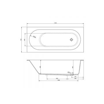 Ванна из искусственного камня Allen Brau Krion Stone 1700x700мм, пристенная, без отверствия под слив-перелив, с ножками, 2.36001.20, белый матовый