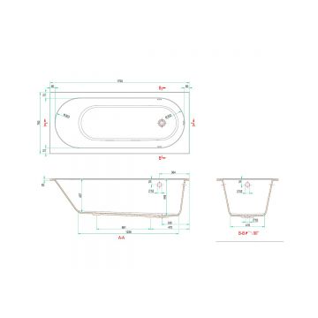 Ванна из искусственного камня Allen Brau Evo Oberon 1700x750мм, пристенная, без отверствия под слив-перелив, с ножками, 2.3EV02.20, белый