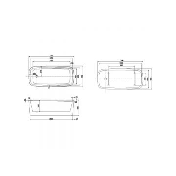 Ванна акриловая Allen Brau Infinity 3 1700х780мм, пристенная,отдельностоящая, слив-перелив, 2.21003.20, белый