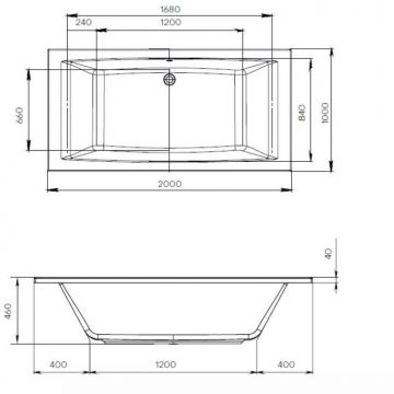 Ванна акриловая прямоугольная 1MarKa (1Марка) Aelita MG 2000х1000 белый (01аэ2010)