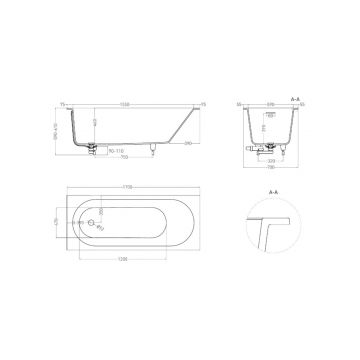 Ванна пристенная/встраиваемая Salini (Салини) Ornella Kit 1700х600х460 мм, 102413G, белый глянцевий