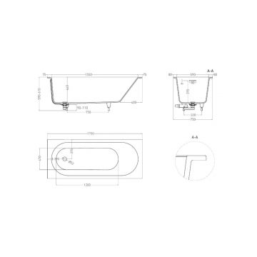 Ванна пристенная/встраиваемая Salini (Салини) Ornella Kit 1700х600х460 мм, 102411G, белый глянцевий