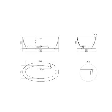 Ванна отдельностоящая Salini (Салини) Alda 1780х580х435 мм, 101911G, белый глянцевий