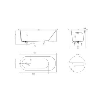Ванна пристенная/встраиваемая Salini (Салини) Ornella Kit 1800х600х465 мм, 102412G, белый глянцевий