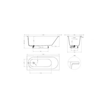 Ванна пристенная/встраиваемая Salini (Салини) Ornella Kit 1600х625х460 мм, 102416G, белый глянцевий